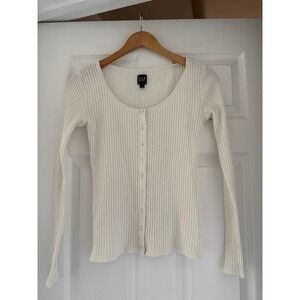 Vintage Gap White Long Sleeve Button Down Blouse Cottage Coastal Core
